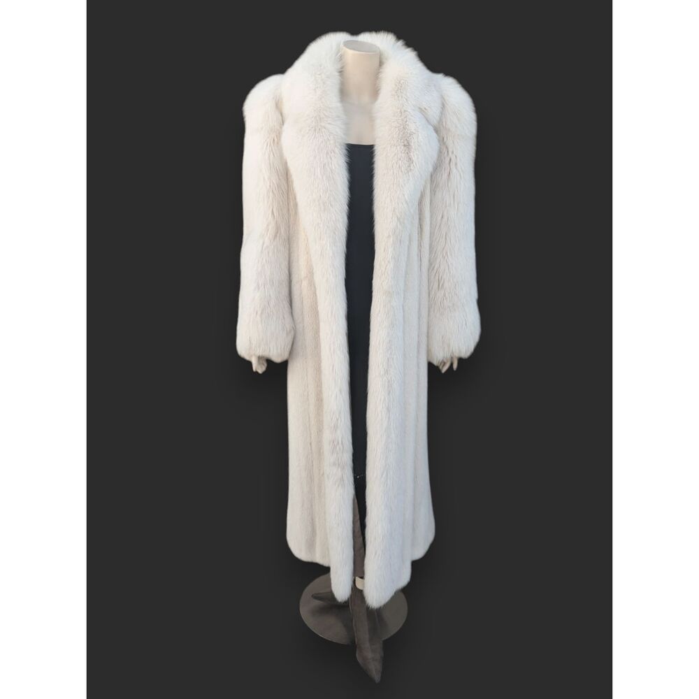 Light Mink Coat w/ Fox Trim, Sleeves & Headband -Large